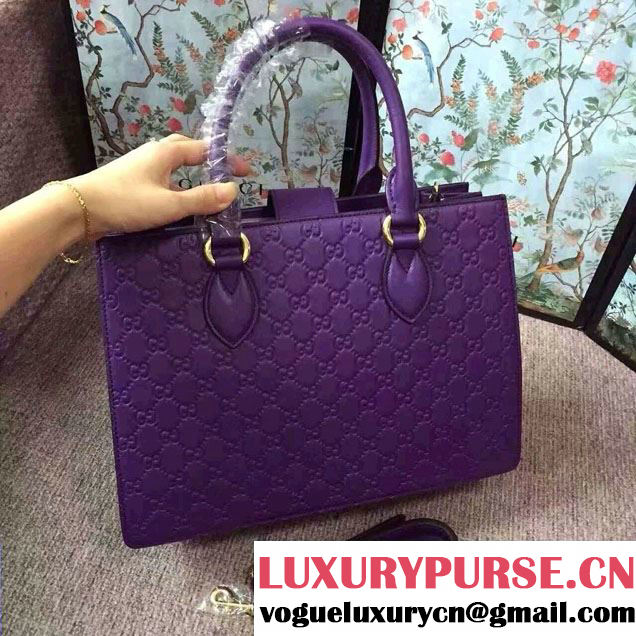 Gucci Signature Leather Padlock Top Handle Small Bag 428207 Purple 2016