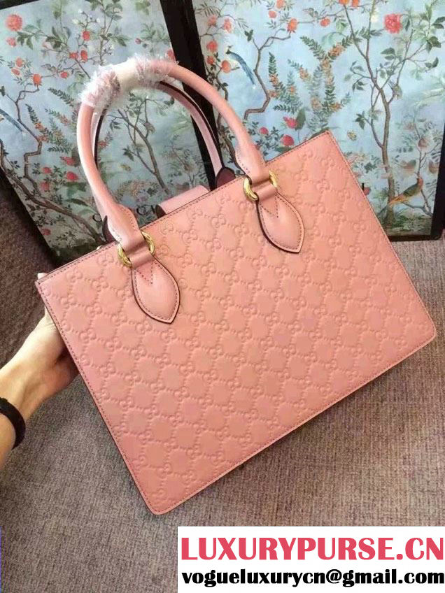Gucci Signature Leather Padlock Top Handle Small Bag 428207 Pink 2016