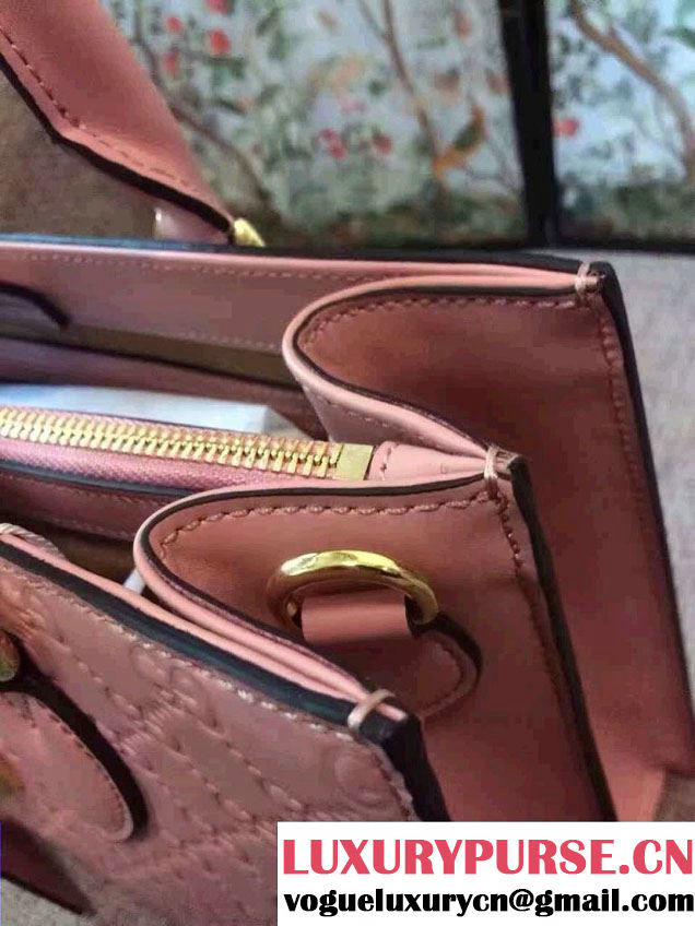 Gucci Signature Leather Padlock Top Handle Small Bag 428207 Pink 2016