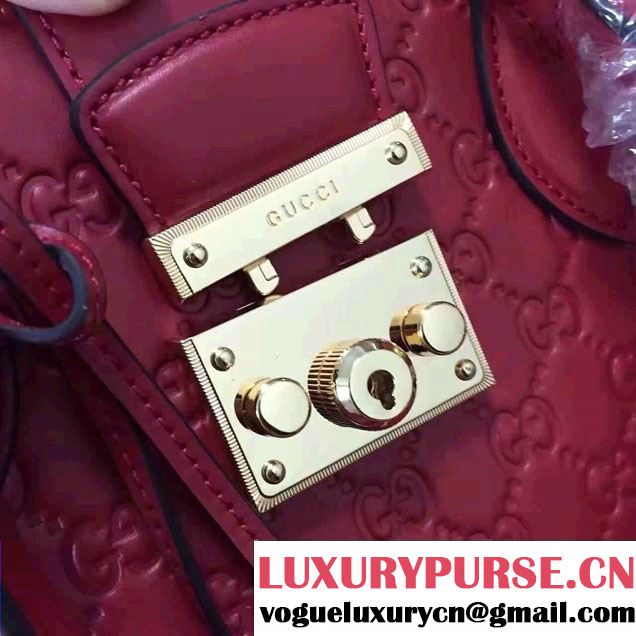 Gucci Signature Leather Padlock Top Handle Small Bag 428207 Red 2016