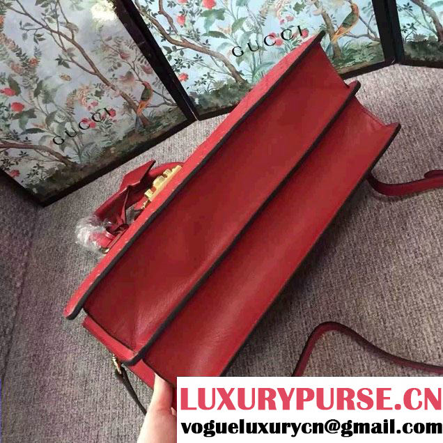 Gucci Signature Leather Padlock Top Handle Small Bag 428207 Red 2016