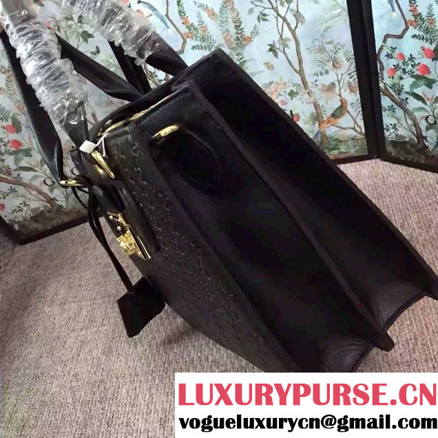 Gucci Signature Leather Padlock Top Handle Small Bag 428207 Black 2016