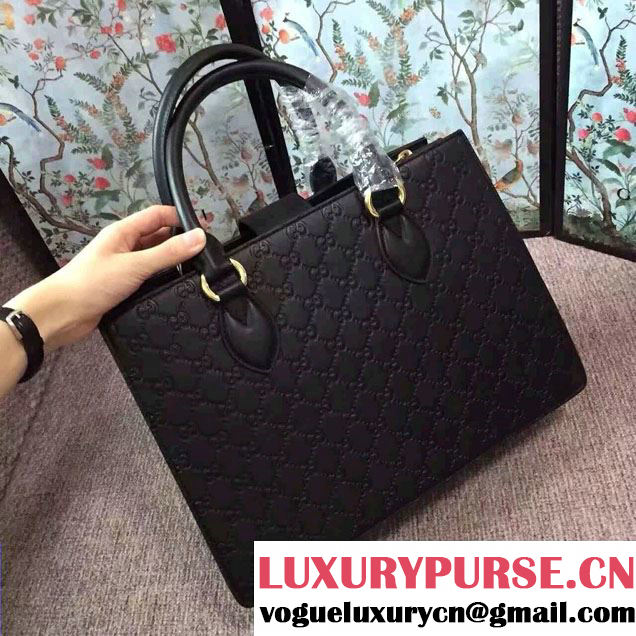 Gucci Signature Leather Padlock Top Handle Small Bag 428207 Black 2016