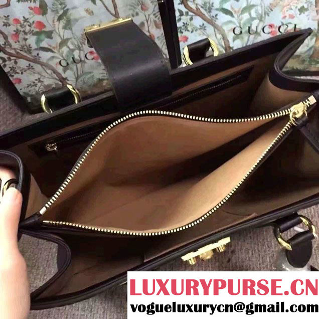 Gucci Signature Leather Padlock Top Handle Small Bag 428207 Black 2016