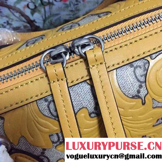 Gucci Arabesque GG Supreme and Leather Top Handle Small Boston Bag 409529 Yellow 2016