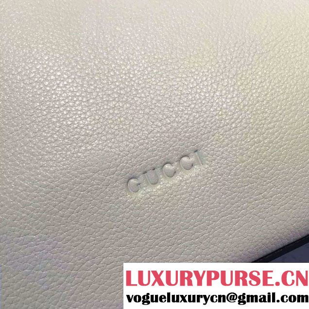 Gucci Bamboo Daily Leather Top Handle Large Bag 370830 White