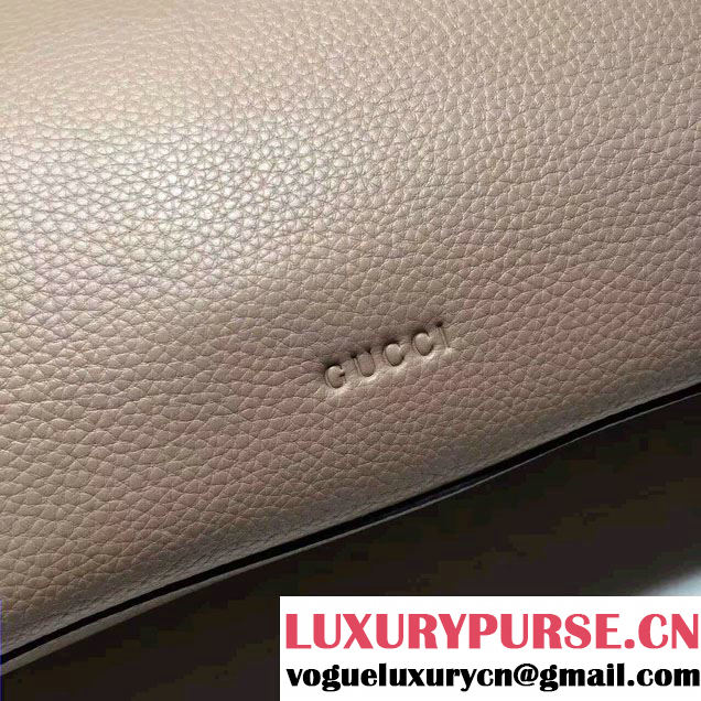 Gucci Bamboo Daily Leather Top Handle Large Bag 370830 Nude Pink