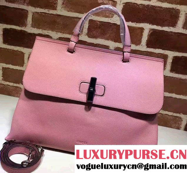 Gucci Bamboo Daily Leather Top Handle Large Bag 370830 Pink