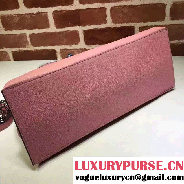 Gucci Bamboo Daily Leather Top Handle Large Bag 370830 Pink