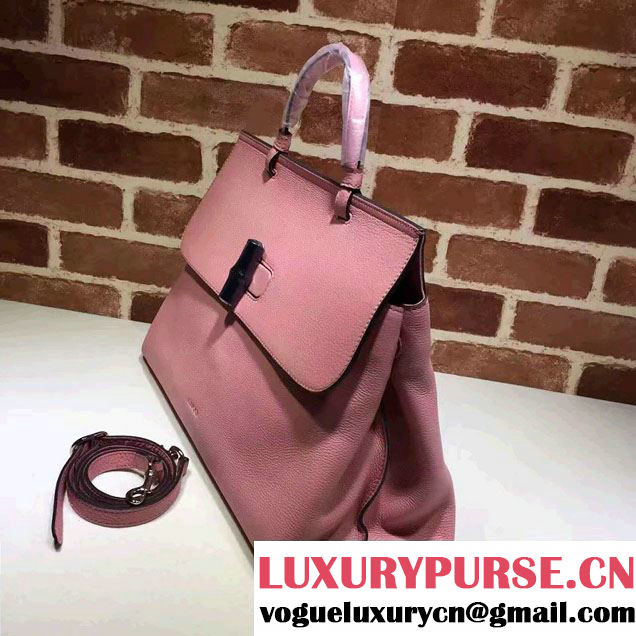 Gucci Bamboo Daily Leather Top Handle Large Bag 370830 Pink