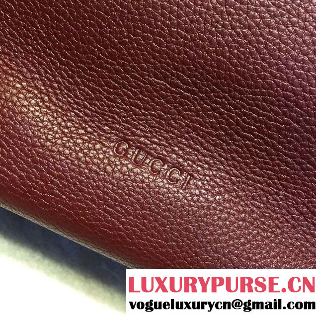 Gucci Bamboo Daily Leather Top Handle Large Bag 370830 Burgundy
