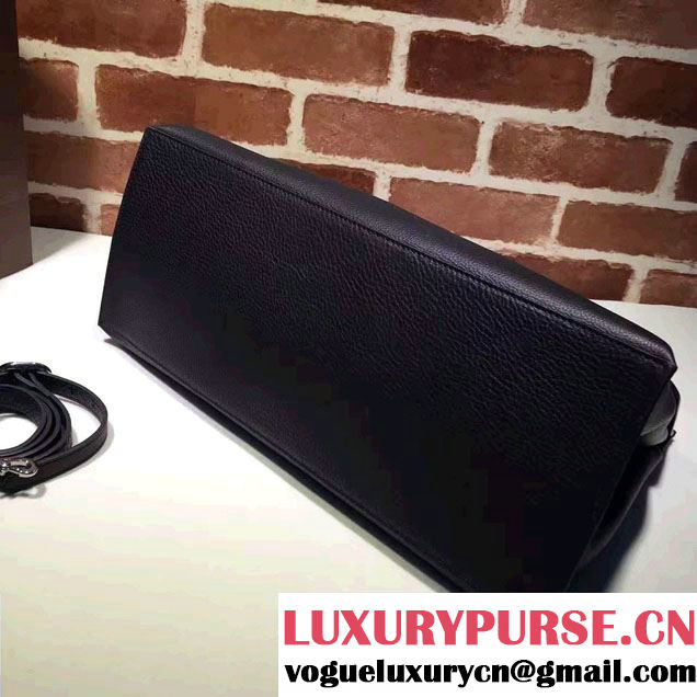 Gucci Bamboo Daily Leather Top Handle Large Bag 370830 Black