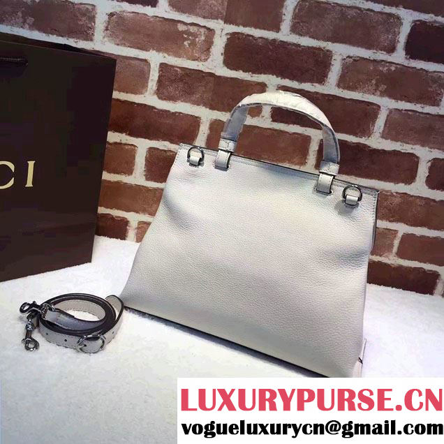 Gucci Bamboo Daily Leather Top Handle Medium Bag 392013 White