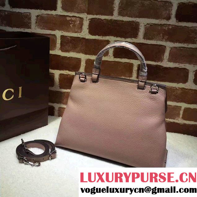 Gucci Bamboo Daily Leather Top Handle Medium Bag 392013 Nude Pink