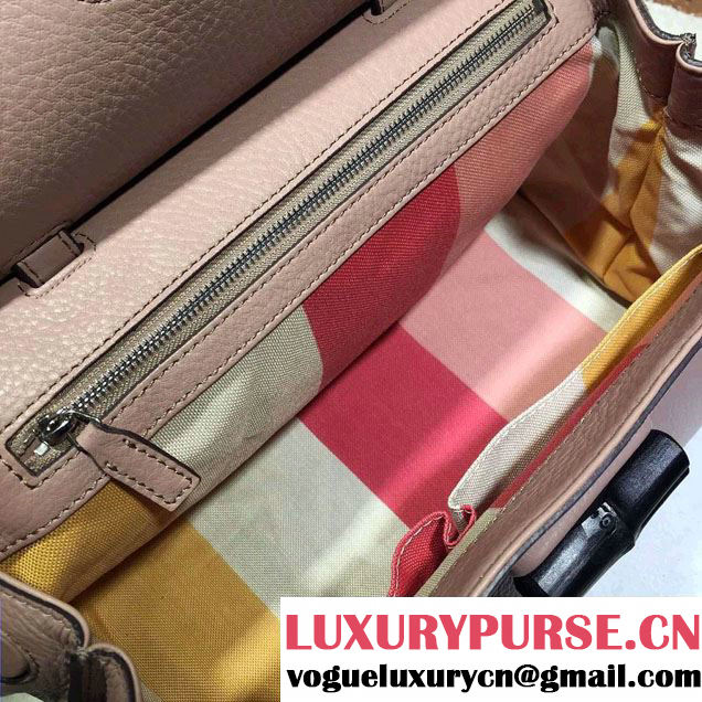Gucci Bamboo Daily Leather Top Handle Medium Bag 392013 Nude Pink