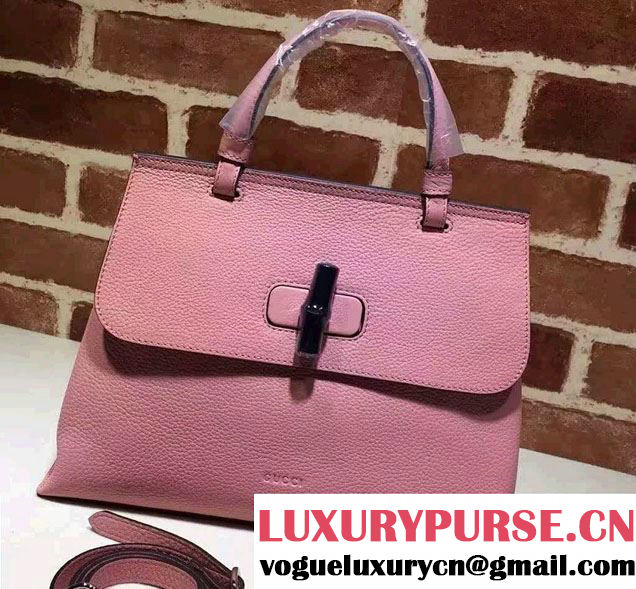 Gucci Bamboo Daily Leather Top Handle Medium Bag 392013 Pink