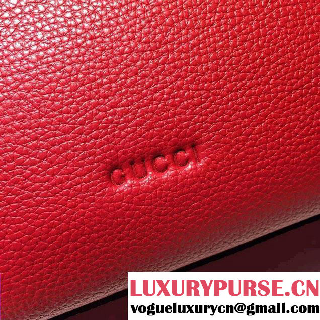 Gucci Bamboo Daily Leather Top Handle Medium Bag 392013 Red
