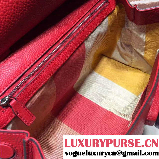 Gucci Bamboo Daily Leather Top Handle Medium Bag 392013 Red