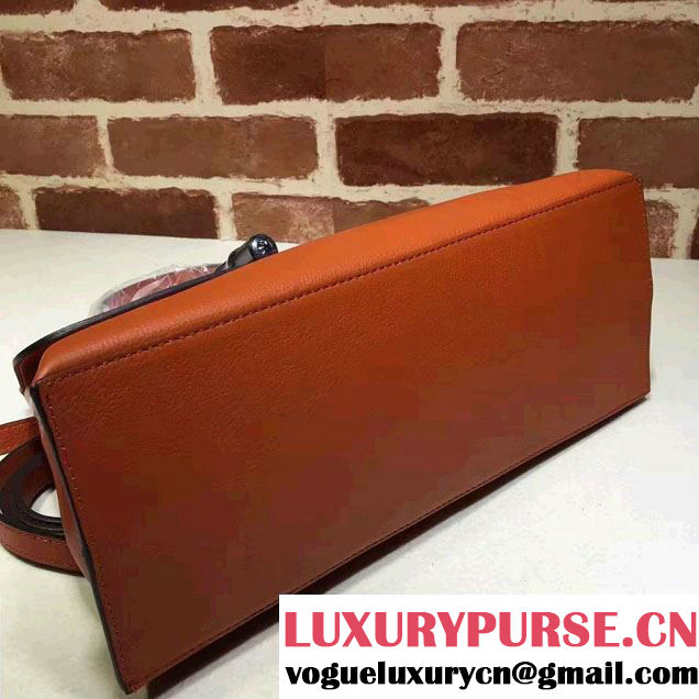 Gucci Bamboo Daily Leather Top Handle Medium Bag 392013 Orange