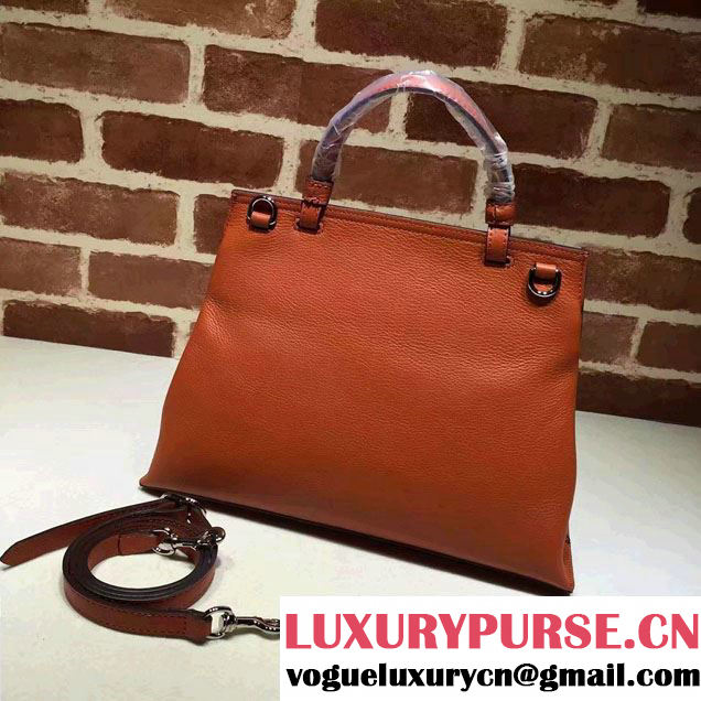 Gucci Bamboo Daily Leather Top Handle Medium Bag 392013 Orange
