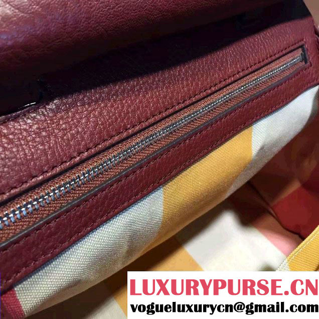 Gucci Bamboo Daily Leather Top Handle Medium Bag 392013 Burgundy