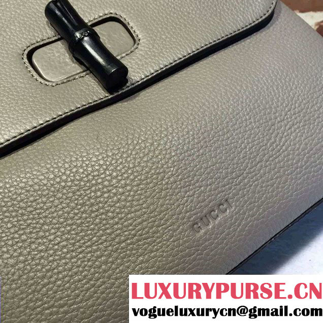 Gucci Bamboo Daily Leather Top Handle Medium Bag 392013 Gray