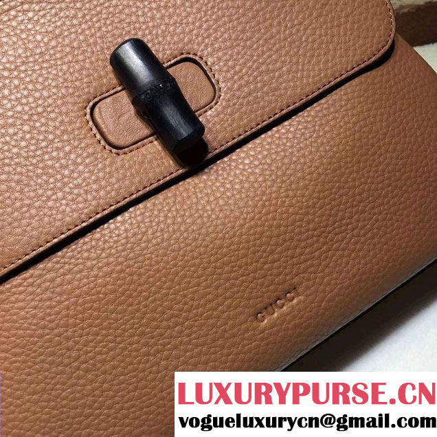 Gucci Bamboo Daily Leather Top Handle Medium Bag 392013 Brown