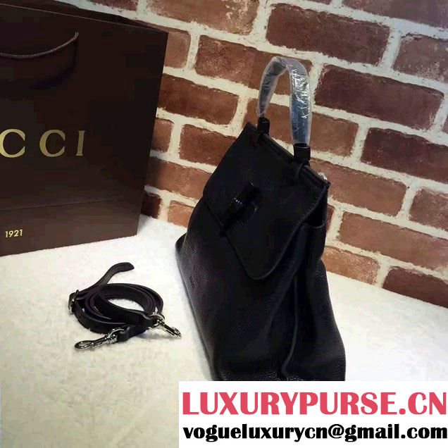 Gucci Bamboo Daily Leather Top Handle Medium Bag 392013 Black