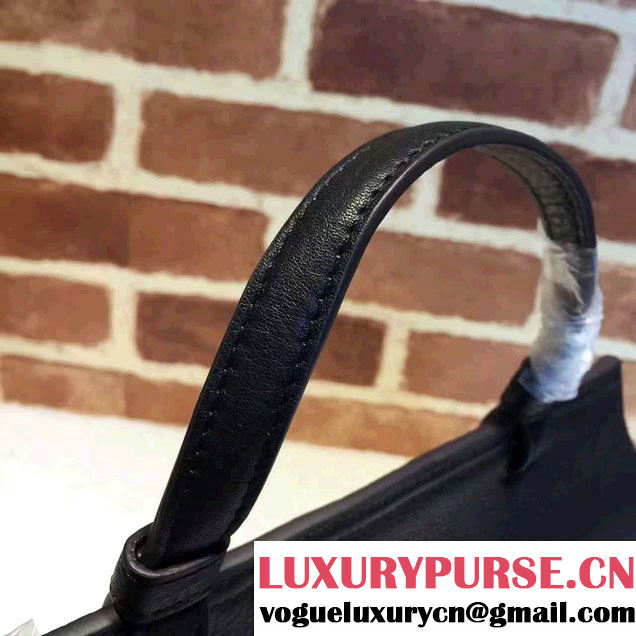Gucci Bamboo Daily Leather Top Handle Medium Bag 392013 Black