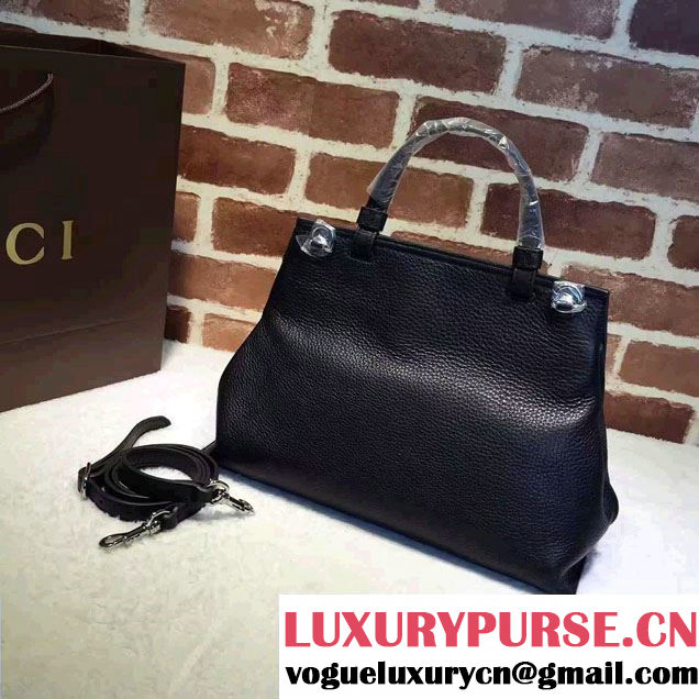 Gucci Bamboo Daily Leather Top Handle Medium Bag 392013 Black