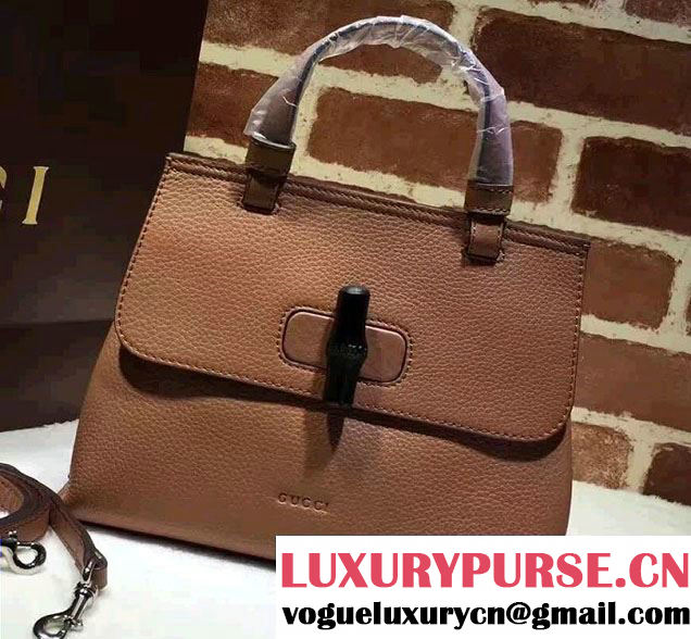 Gucci Bamboo Daily Leather Top Handle Small Bag 370831 Brown