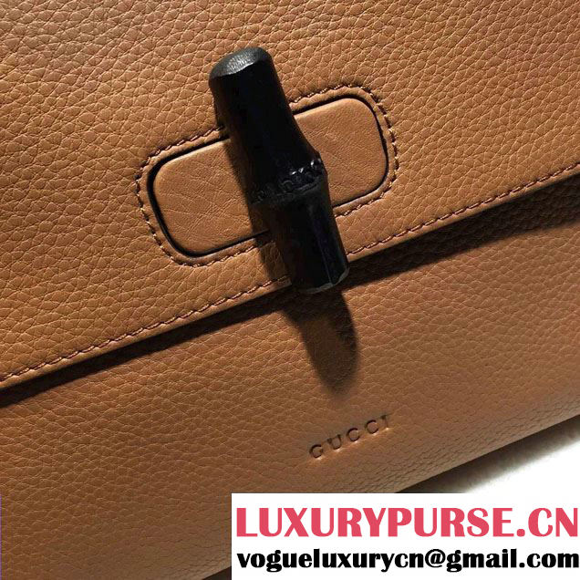 Gucci Bamboo Daily Leather Top Handle Small Bag 370831 Brown