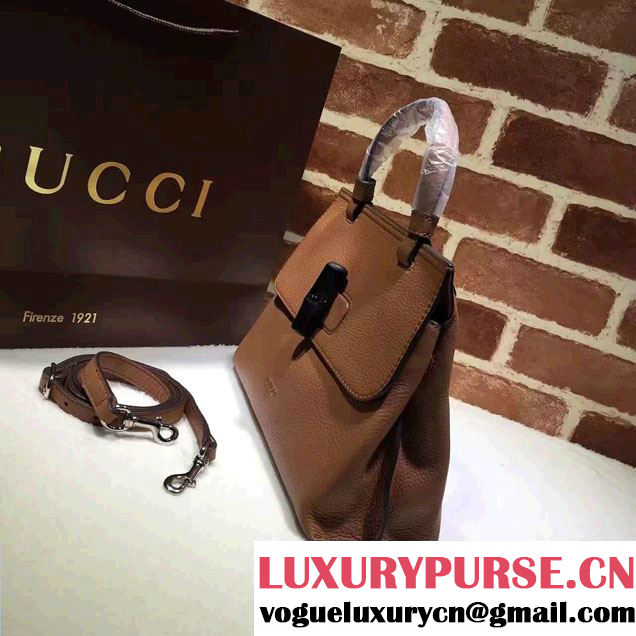 Gucci Bamboo Daily Leather Top Handle Small Bag 370831 Brown