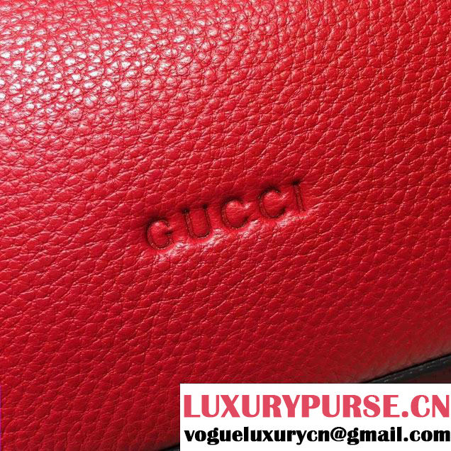 Gucci Bamboo Daily Leather Top Handle Small Bag 370831 Red