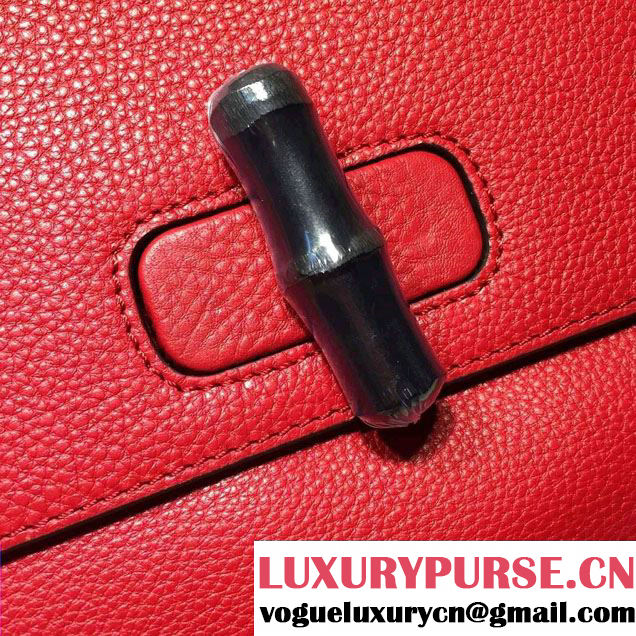 Gucci Bamboo Daily Leather Top Handle Small Bag 370831 Red