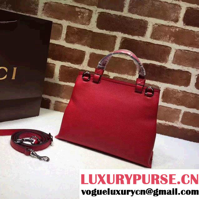 Gucci Bamboo Daily Leather Top Handle Small Bag 370831 Red