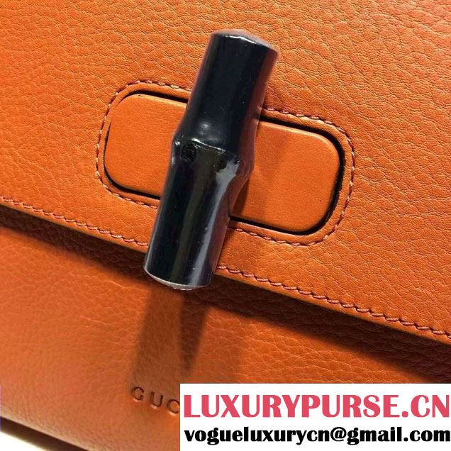 Gucci Bamboo Daily Leather Top Handle Small Bag 370831 Orange