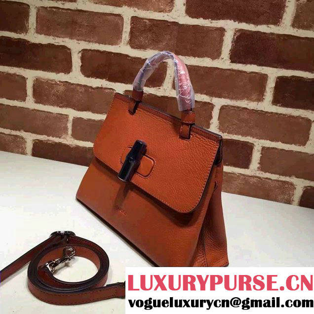 Gucci Bamboo Daily Leather Top Handle Small Bag 370831 Orange