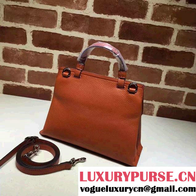 Gucci Bamboo Daily Leather Top Handle Small Bag 370831 Orange