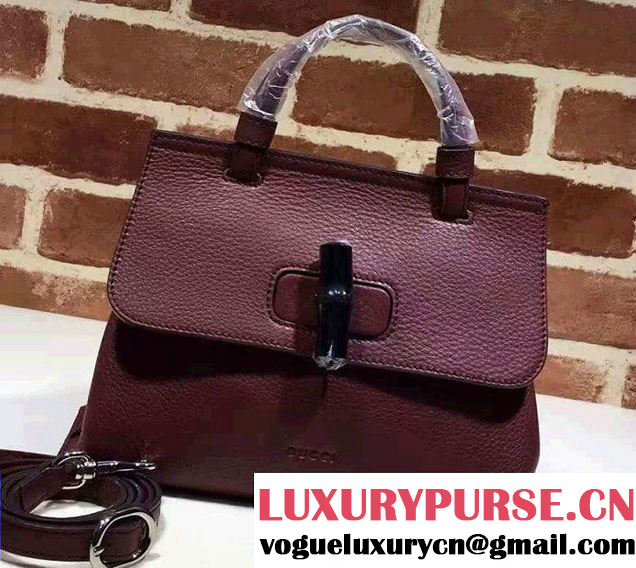 Gucci Bamboo Daily Leather Top Handle Small Bag 370831 Burgundy