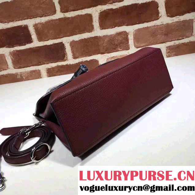 Gucci Bamboo Daily Leather Top Handle Small Bag 370831 Burgundy