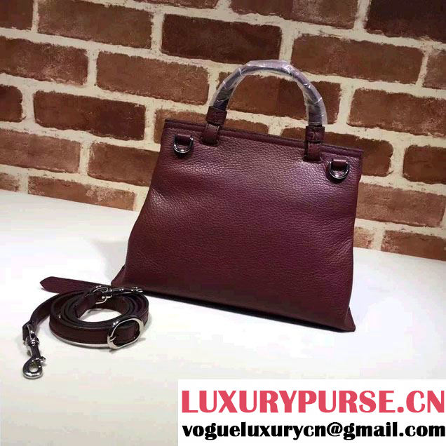 Gucci Bamboo Daily Leather Top Handle Small Bag 370831 Burgundy