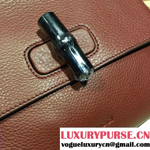 Gucci Bamboo Daily Leather Top Handle Small Bag 370831 Burgundy