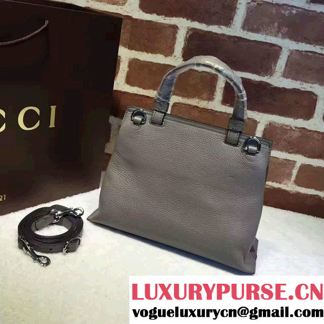 Gucci Bamboo Daily Leather Top Handle Small Bag 370831 Gray