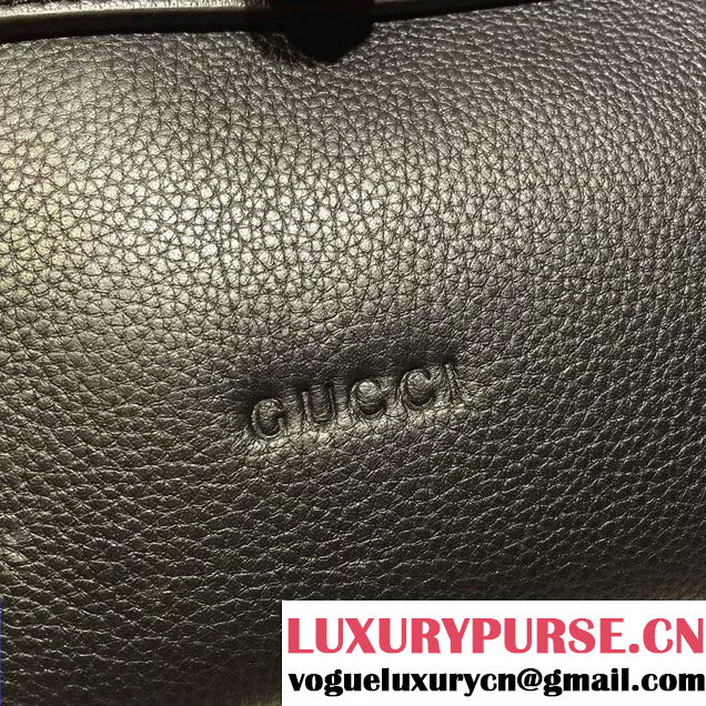 Gucci Bamboo Daily Leather Top Handle Small Bag 370831 Black