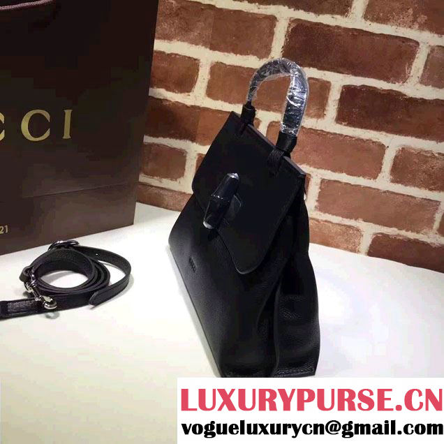 Gucci Bamboo Daily Leather Top Handle Small Bag 370831 Black