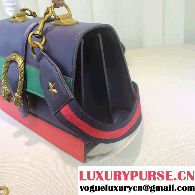 Gucci Dionysus Leather Top Handle Medium Bag 448075 Blue/Green/Red 2016