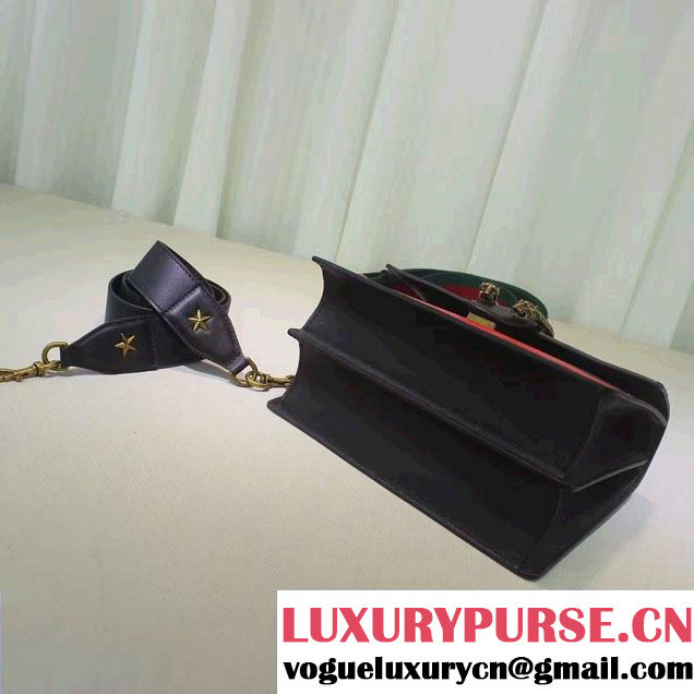 Gucci Dionysus Leather Top Handle Medium Bag 448075 Black/Green/Red 2016