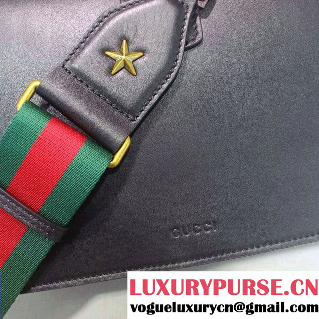 Gucci Dionysus Leather Top Handle Medium Bag 448075 Black/Green/Red 2016