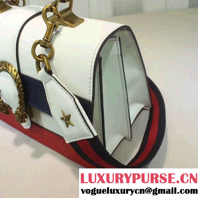 Gucci Dionysus Leather Top Handle Medium Bag 448075 White/Blue/Red 2016